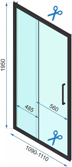 Rea Shower Screen for Shower with Sliding Door 110x195cm Chrome