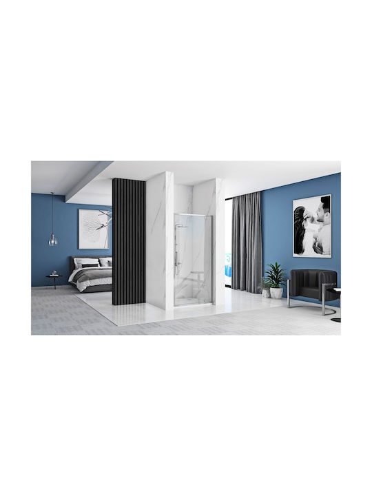 Rea Duschwand für Dusche mit Aufklappbar Tür 90x195cm Chrom