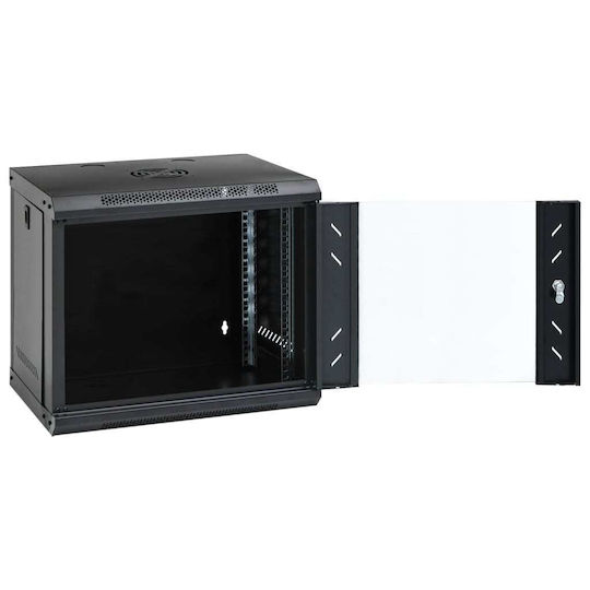 vidaXL Wall Mounted Rack Cabinet 9U 53x40x45cm Black 30260