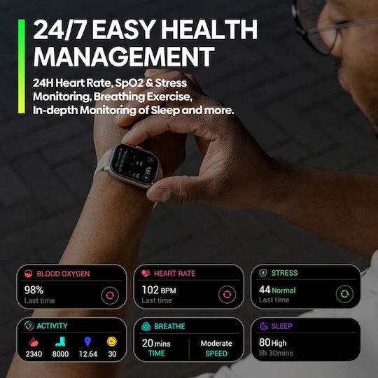 Zeblaze Beyond 3 Pro Aluminium 43mm Smartwatch με Παλμογράφο (Μαύρο)