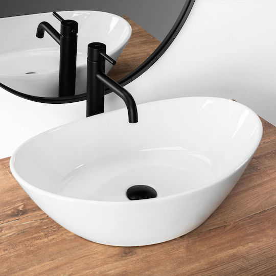 Rea Einbau Badezimmerwaschbecken Keramik 55.5x33.5x16cm Weiß