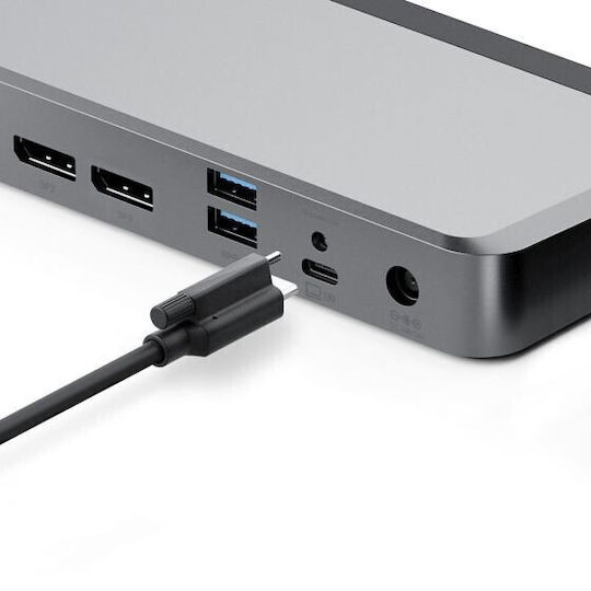 Alogic MX3 USB-C Stație de andocare cu DisplayPort 4K PD Ethernet și conexiune 3 monitoare Gri
