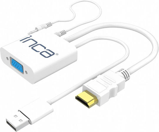 Inca Converter HDMI / USB-A male to VGA female White 1pcs IVTH-01