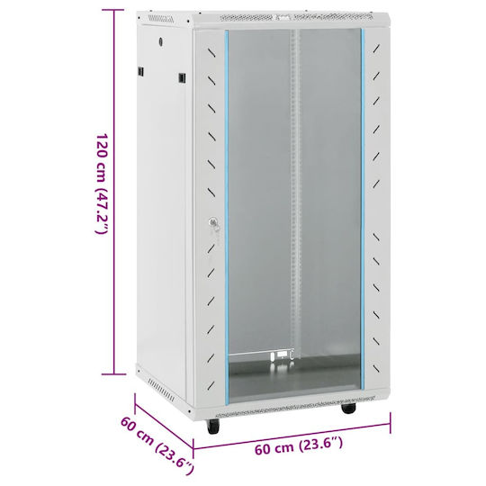 vidaXL Επιδαπέδια Καμπίνα Rack 22U 60x60x120cm Γκρι 30269