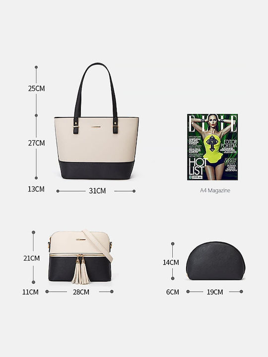 Set Damentasche Shopper Schultertasche Black / Gold
