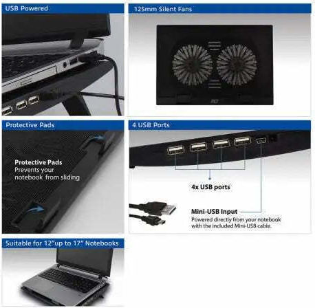 Act Cooler ACT Cooling Pad για Laptop έως 17" με 2 Ανεμιστήρες