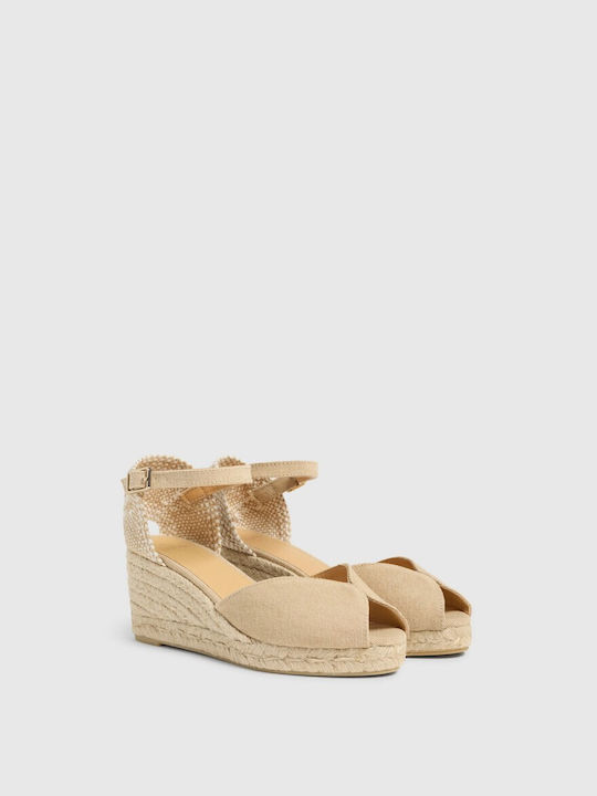 Castaner Women's Fabric Platform Espadrilles Beige