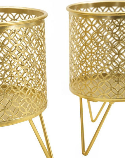 Mauro F Planter Metal Gold 16x16x20cm.