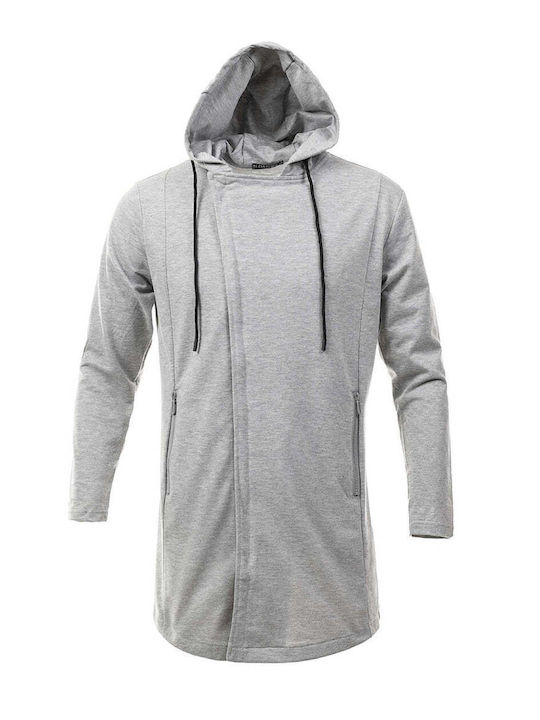 Senior Men's Hooded Cardigan with Zipper Grey