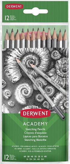 Derwent Academy Sketching Pencils Hexagonal Set 12 Hardness
