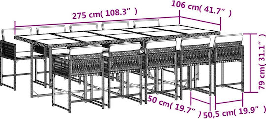 Set Sala De Mese Pentru Exterior 11 Piese Maro Cu Perne