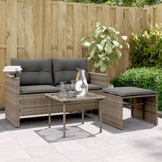Garten- und Outdoor-Möbelsets 3 Stück Grau mit Kissen