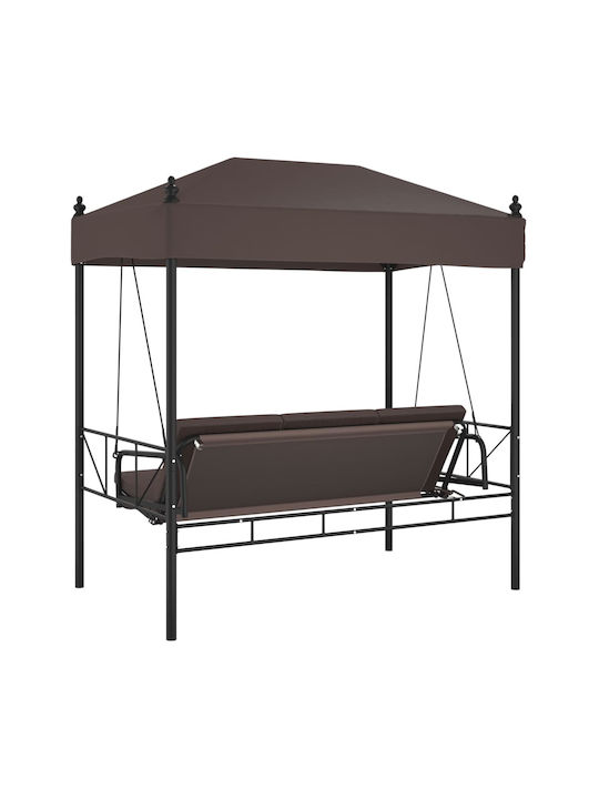 Garten & Veranda Schaukel mit Basis und Kissen 3 Sitze Metallisch Braun L190.5xB117.5xH213cm