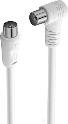Powertech Cablu Antenă Coaxial de sex masculin - Coaxial de sex masculin Alb 1.5m (CAB-V029)