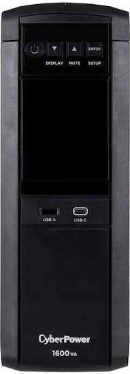 CyberPower CP1600EPFCLCD UPS Line-Interactive 1600VA 1000W με 6 Πρίζες