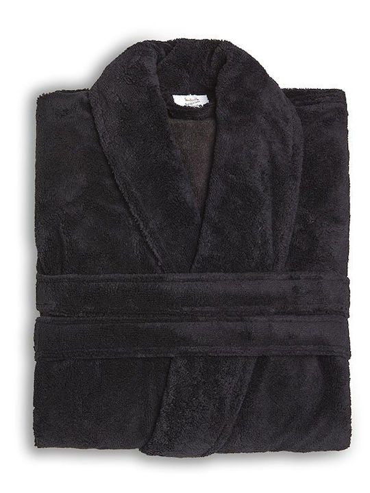 Αιγαίον Μπουρνούζι με Γιακά Black 320gr/m²