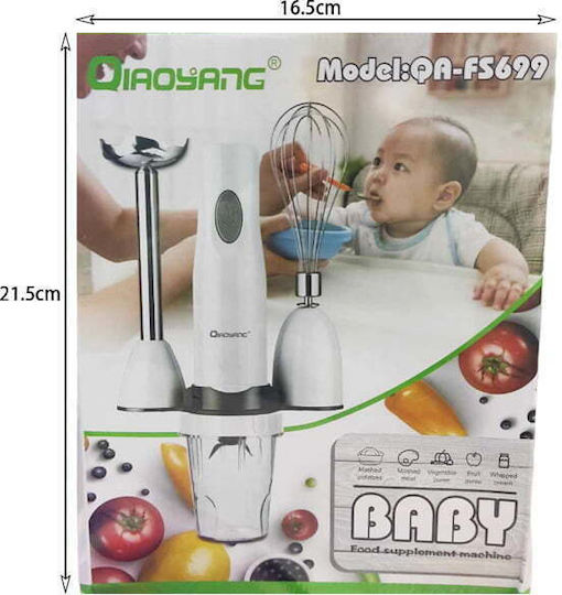 Qiaoyang Blender De Mână Cu Tijă Din Inox 150W Alb