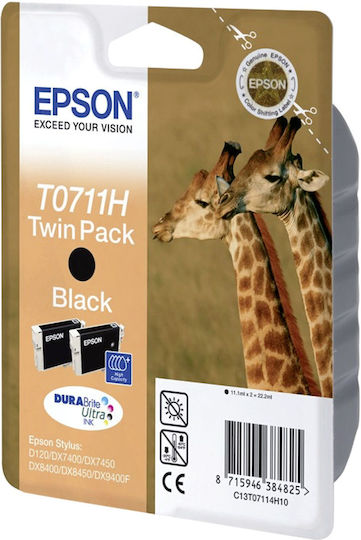 Epson T0711H Original Pack of 2 InkJet Printer Inks Black (C13T07114H10 C13T07114H20)