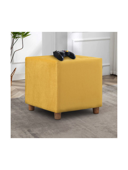 Stool For Living Room Upholstered with Fabric Yellow 40x40x40cm