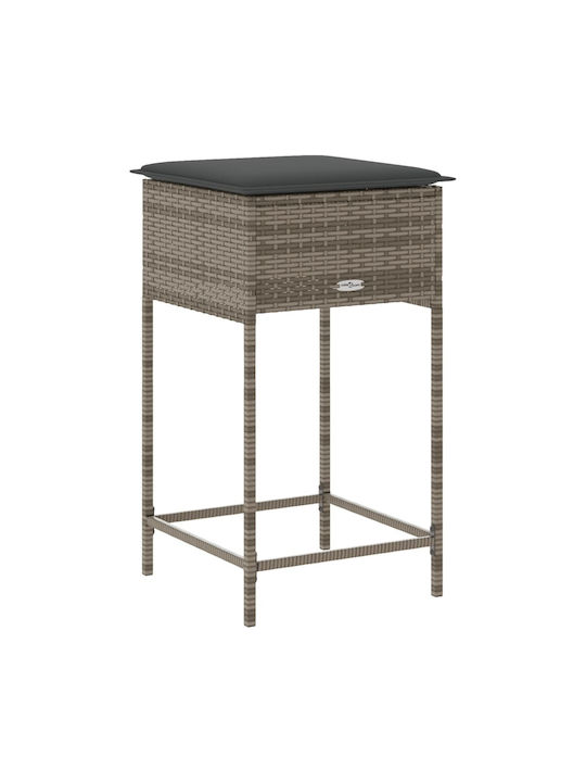 Hocker für Bar Für den Außenbereich Rattan mit Kissen Gray 2Stück 40x40x76cm