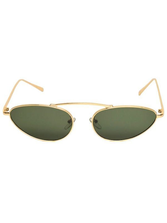 AV Sunglasses Women's Sunglasses with Gold Metal Frame and Green Lens