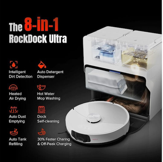 Roborock S8 MaxV Ultra Robot Vacuum for Mopping & Sweeping with Mapping and Wi-Fi White