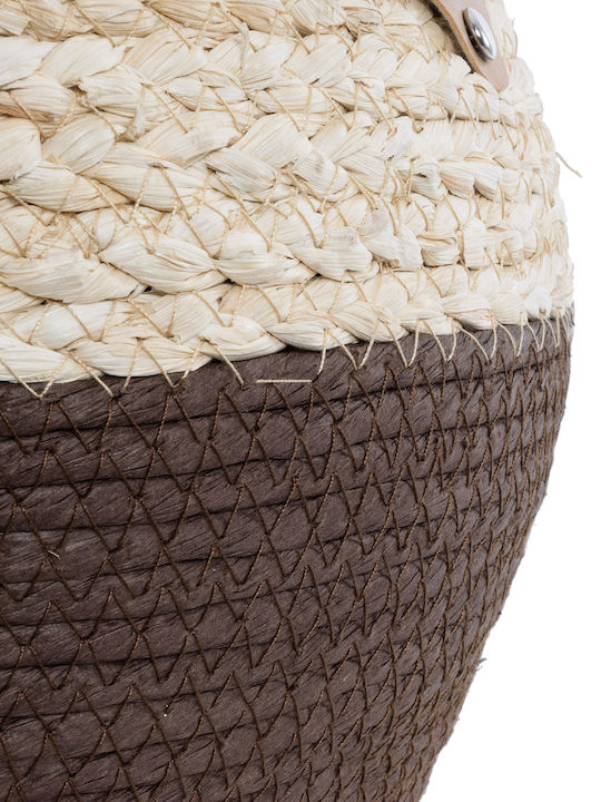 GloboStar Carolina Übertopf Rattan Beige mit Gestell 27x27x26εκ.