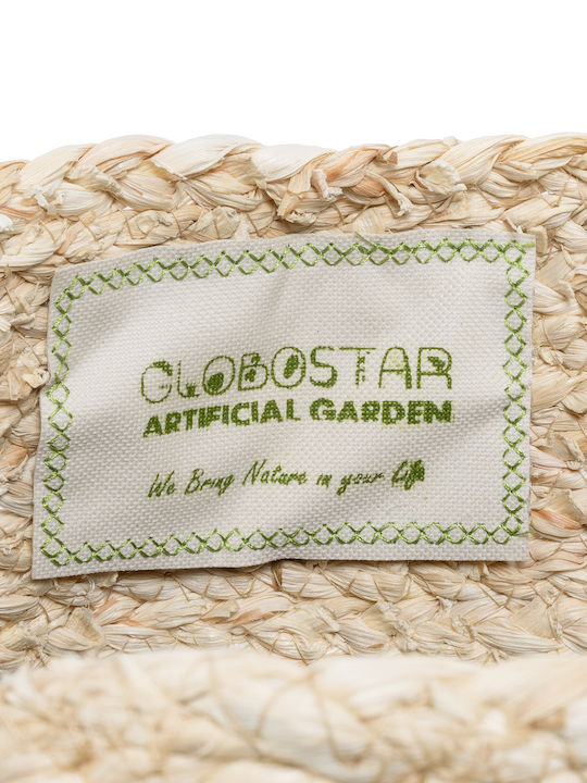 GloboStar Carolina Übertopf Rattan Beige mit Gestell 27x27x26εκ.