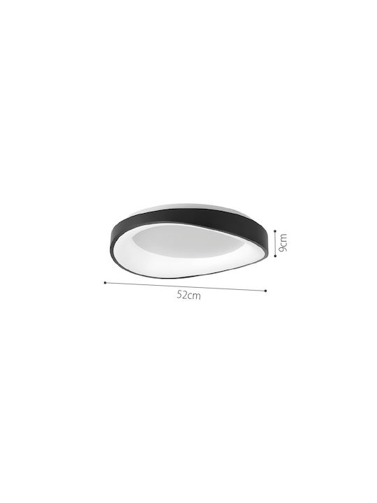 Inlight 72w 3cct Μεταλλική Πλαφονιέρα Οροφής με Ενσωματωμένο LED σε Μαύρο χρώμα 52εκ.
