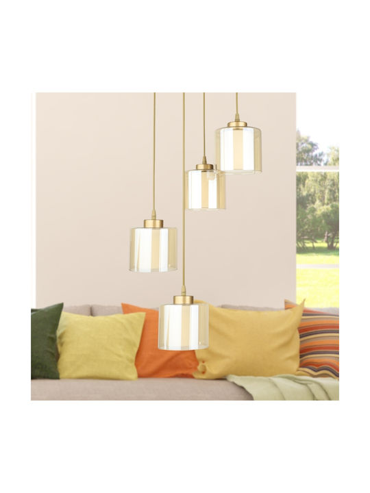 Megapap Pendant Light Gold for 4 Bulbs E27 35x35x100cm