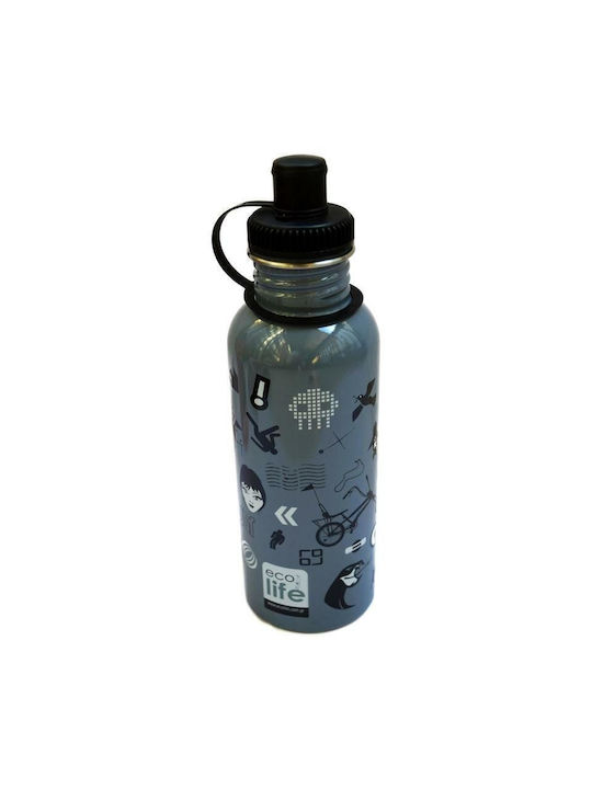 Ecolife Water Bottle Stainless Steel 600ml Gray