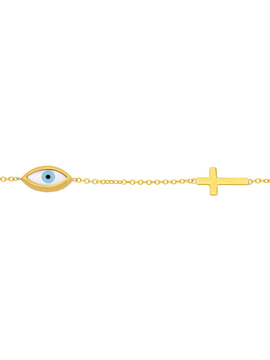 Savvas Design Bracelet with design Eye made of Gold 14K