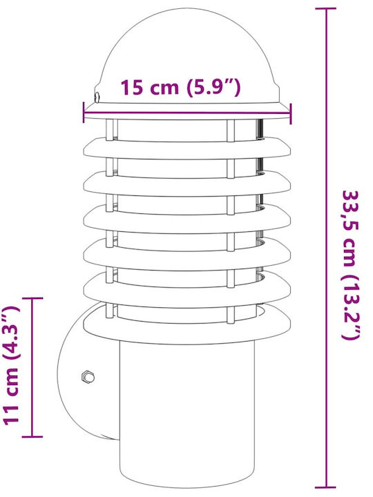 vidaXL Επιτοίχιο Εξωτερικό Φωτιστικό E27 IP44 15x15x33.5εκ.