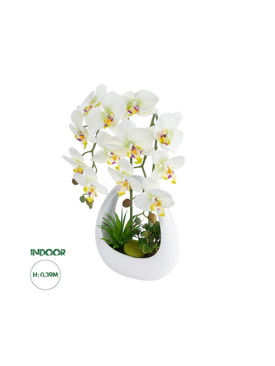 Globostar Artificial Garden White Orchid 21128 Decorative Plant White Orchid H39cm