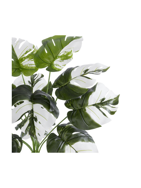 Globostar Künstliche Garten Albino Monstera 20935 Dekorative Pflanze Weiße Monstera H55cm