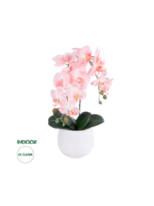 Globostar Artificial Garden Salmon Orchid 21118 Decorative Plant Pink-Orange Orchid H45cm