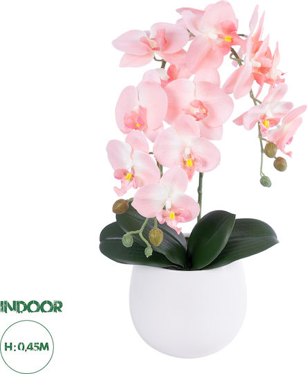 Globostar Künstlicher Garten Lachs Orchidee 21118 Dekorative Pflanze Pink-Orange Orchidee H45cm