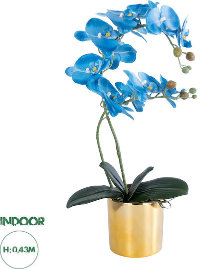 Globostar Künstlicher Garten Blaue Orchidee 21130 Dekorative Pflanze Blaue Orchidee H43cm