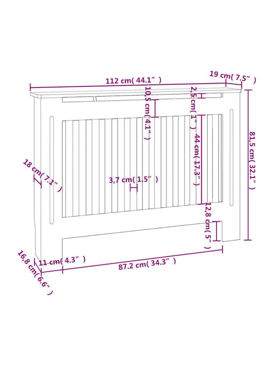 vidaXL Калориферен Капак от MDF Бял 112x19x81см 2 Бройки