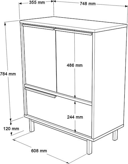 Sideboard made of Wood & Metal White 35.5x74.8x90.4cm