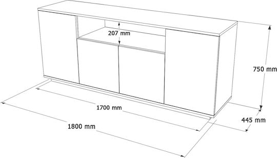 Мебели за съхранение Bowes Pine/White 180x44.5x75см