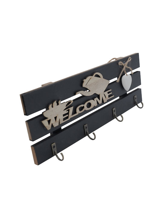Uncle George Wall Key Holder Wooden 4 positions 28x2x10.5cm