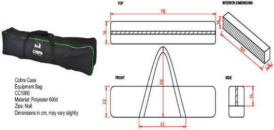 Cobra Transport Case for Fabric Carrying Case for 2x Speaker Stands, 5x Microphone Boom Stands, 2x Small Light Stands & General Use
