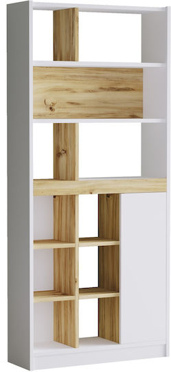 Bibliotecă Berrylands Alb/Natural 75.6x25x170cm