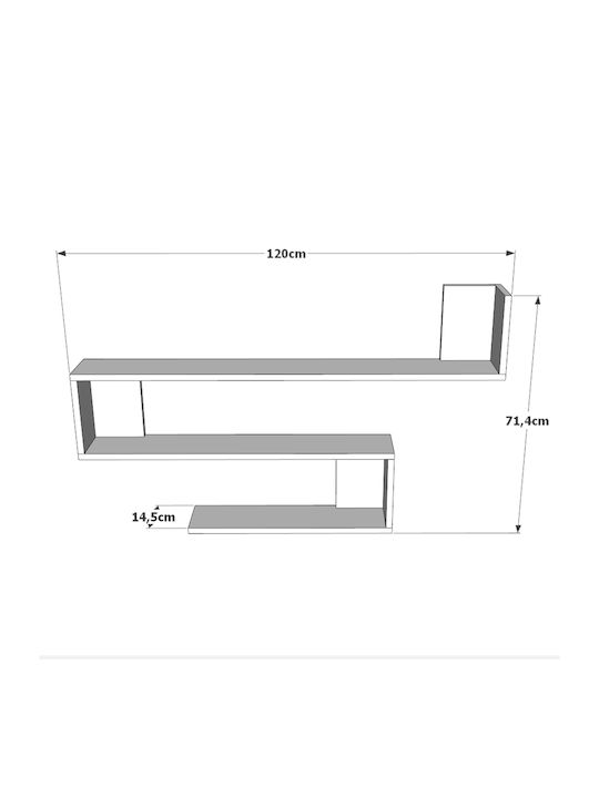 Wandregal Ealing Kiefer 120x14,5x71,4cm