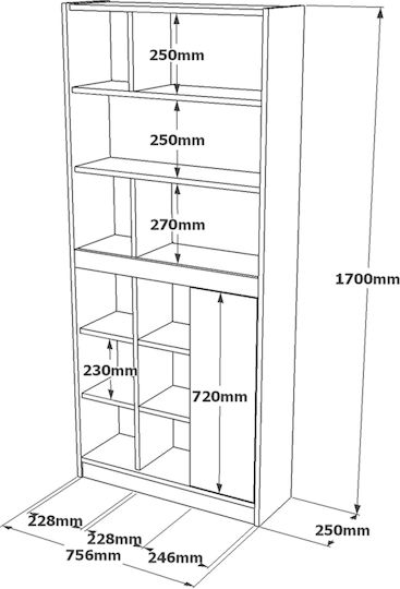 Bibliotecă Berrylands Alb/Natural 75.6x25x170cm