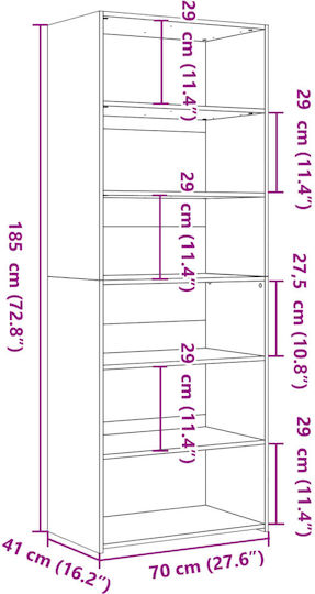 Bodenschrank fürs Wohnzimmer aus Spanplatte Weiß 70x41x185 cm