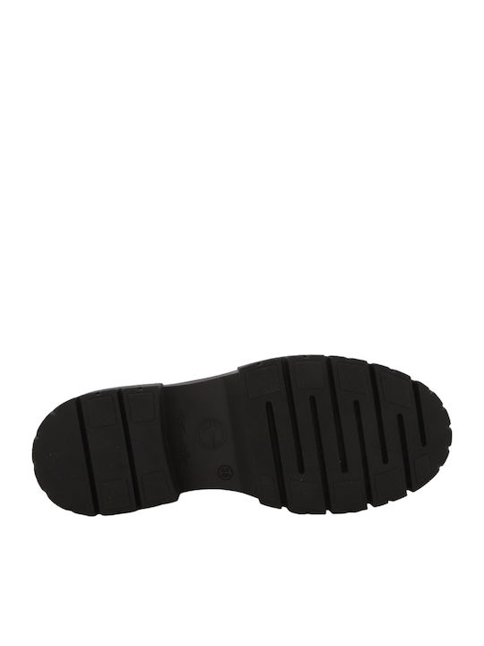 Leder Damen Chelsea Stiefeletten mit mittlerem Absatz Schwarz