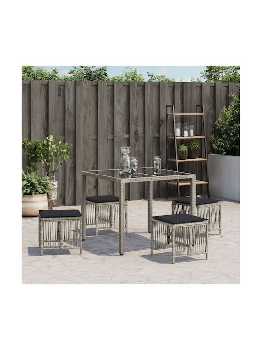 Σκαμπό Rattan 4τμχ 41x41x36cm Σκαμπό Rattan 4τμχ 41x41x36cm
