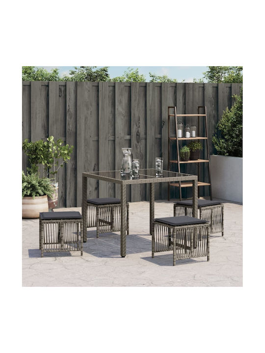 Σκαμπό Rattan 4τμχ 41x41x36cm Σκαμπό Rattan 4τμχ 41x41x36cm